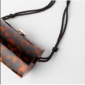 NWT Zara tortoise shell acrylic clutch purse